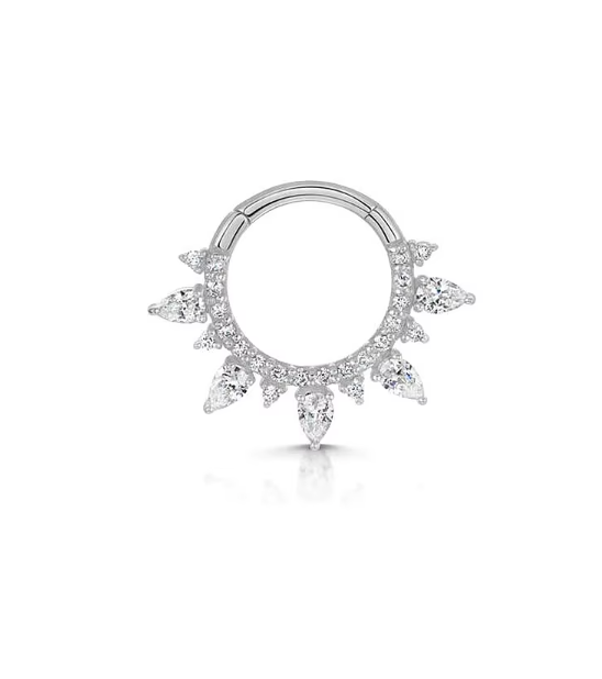 Sterling Silver Moon Burst CZ Septum/Daith Twist Ring
