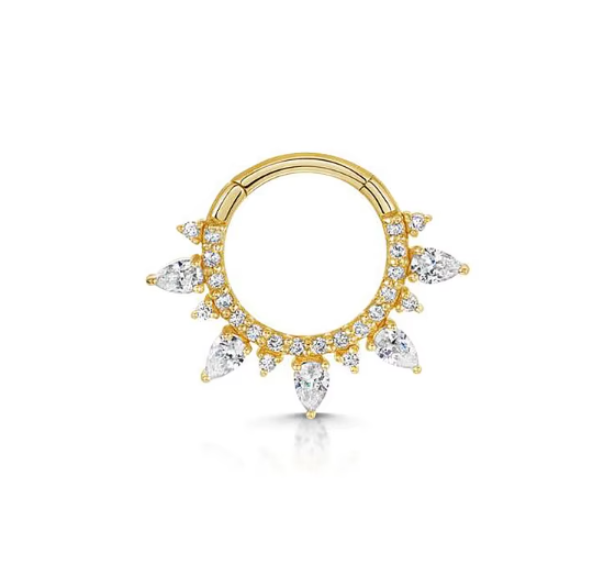 Sterling Silver Moon Burst CZ Septum/Daith Twist Ring
