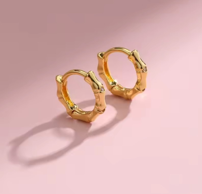 925 Sterling  Silver Bamboo Minimalist Earrings