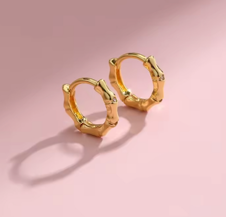 925 Sterling  Silver Bamboo Minimalist Earrings