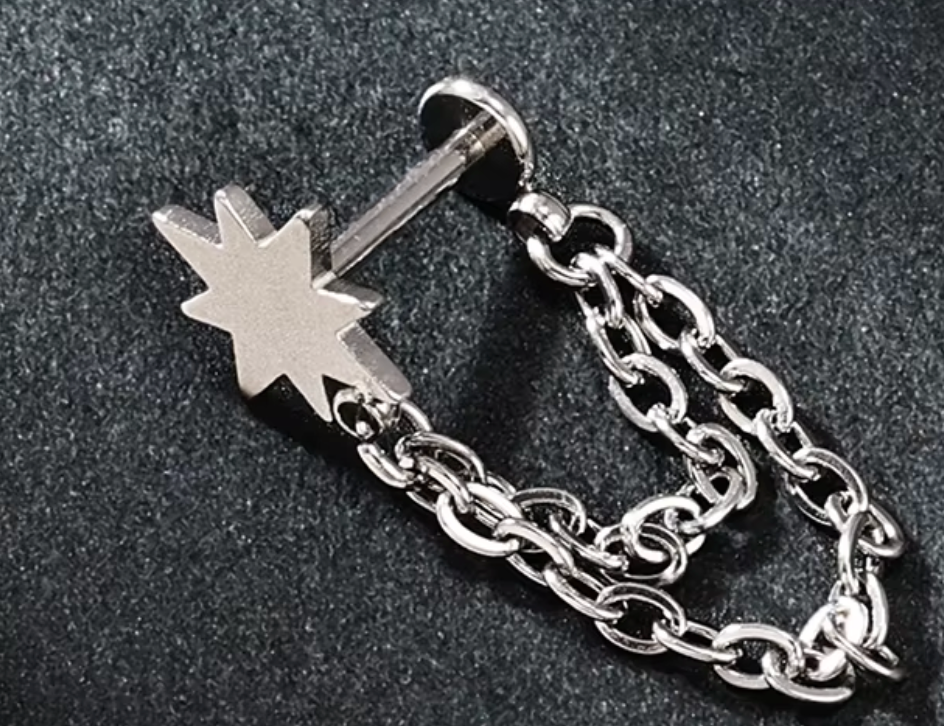 Stainless Steel Star Burst Dangling Link Chain