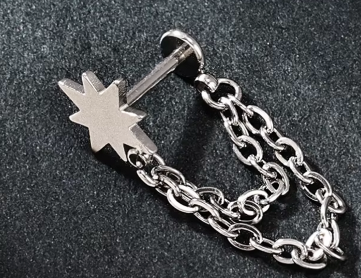 Stainless Steel Star Burst Dangling Link Chain