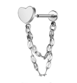 Stainless Steel Push Fit chain Linked Heart Stud