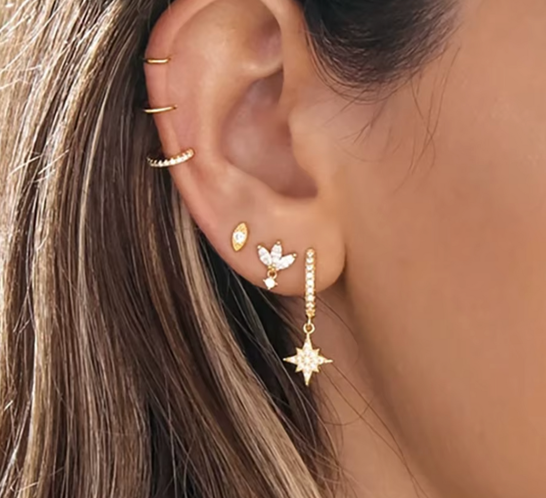 Stainless Steel Horse Eye Zircon Small Stud Earrings