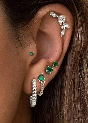 Stainless Steel Flat Backed CZ Curved Vine Stud