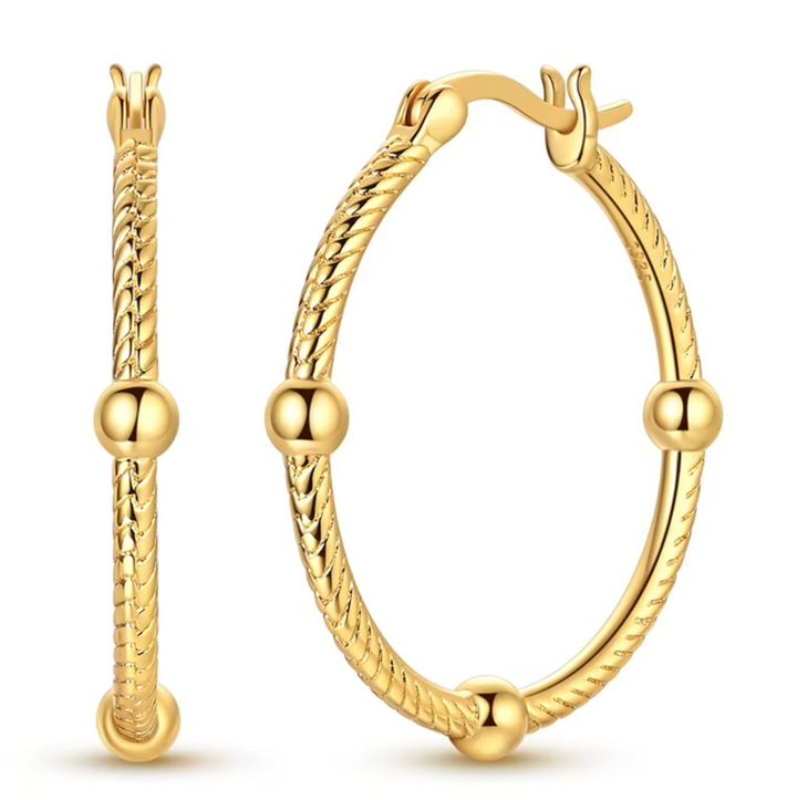 Large Sterling Silver Rope Style Clicker Hoops