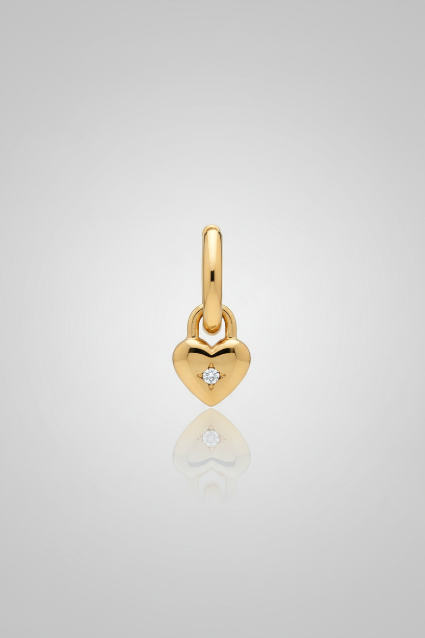 Sterling Silver Small CZ  Drop Heart Clicker Hoop