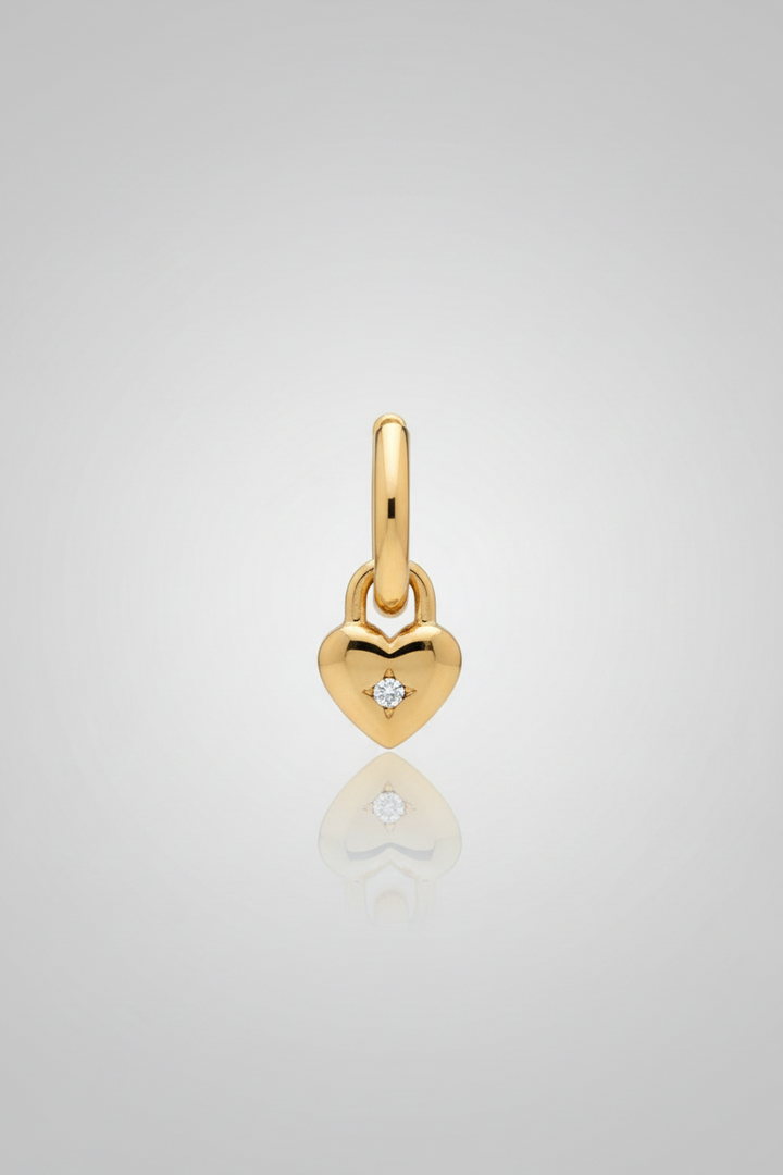 Sterling Silver Small CZ  Drop Heart Clicker Hoop