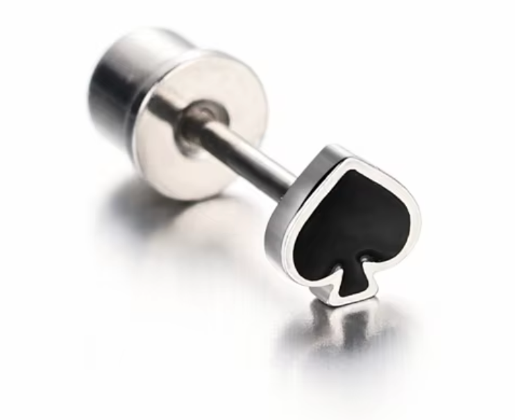 Stainless Steel Small Card Suit Stud