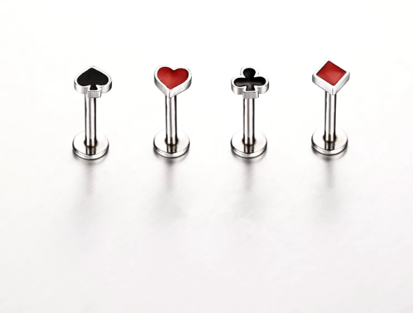 Stainless Steel Small Card Suit Stud