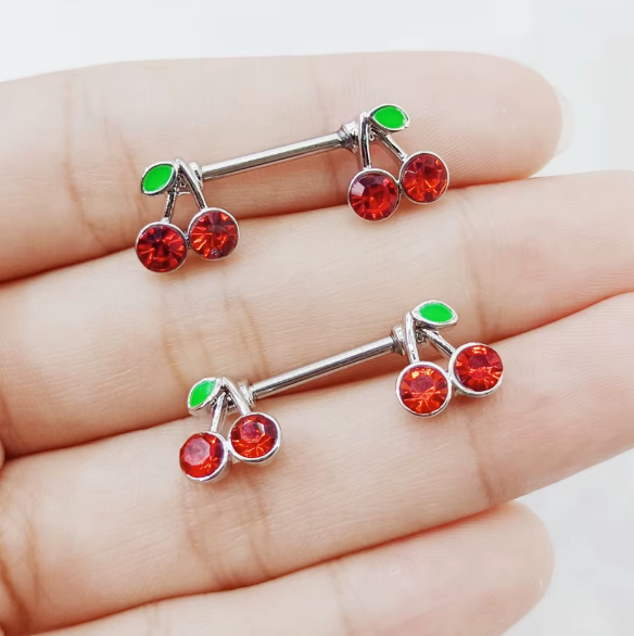 Titanium 2 Pcs. Cherry Nipple Bar