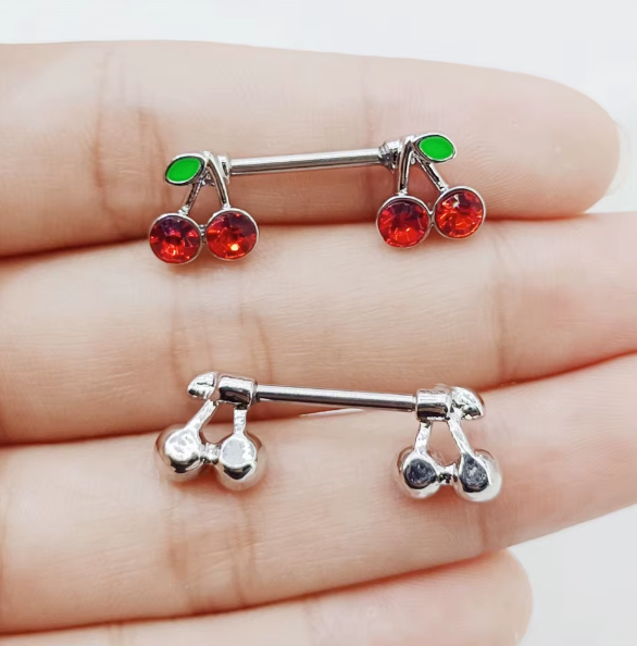 Titanium 2 Pcs. Cherry Nipple Bar