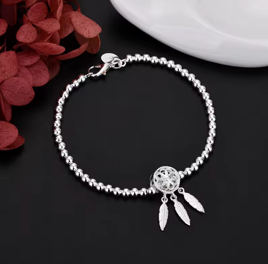 Sterling Silver Beautiful Dream catcher Necklace Earrings Bracelet Set