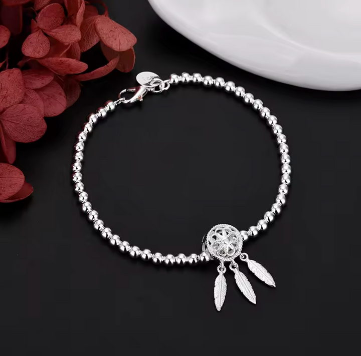 Sterling Silver Beautiful Dream catcher Necklace Earrings Bracelet Set