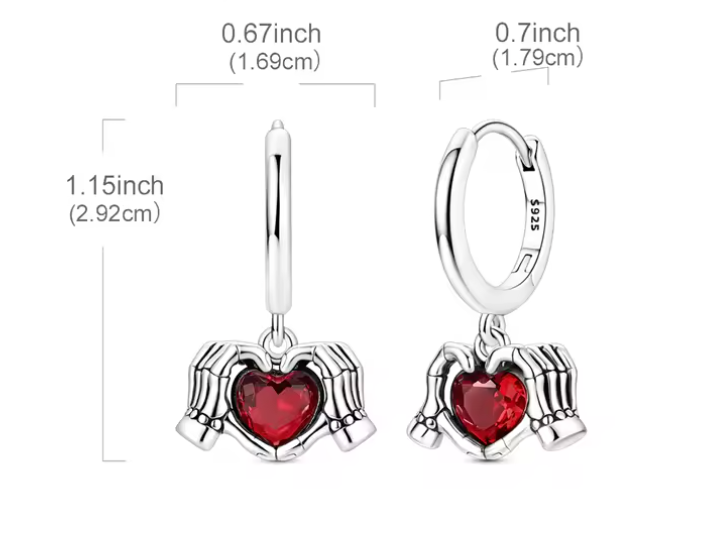 Sterling Silver Clasping Heart Clicker Earrings