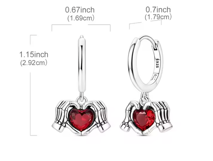 Sterling Silver Clasping Heart Clicker Earrings