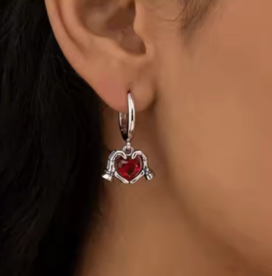 Sterling Silver Clasping Heart Clicker Earrings