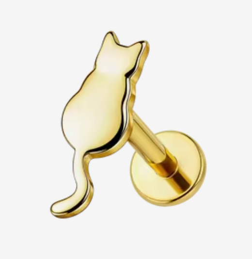 Titanium Profile Cat Silhouette Flat Back Stud