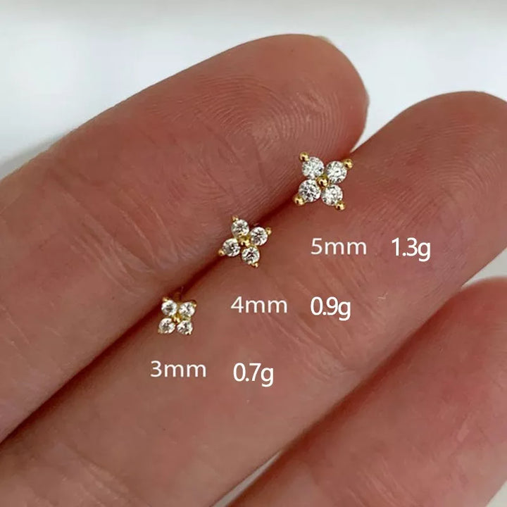 Sparkling flower ear Gold Plated studs.