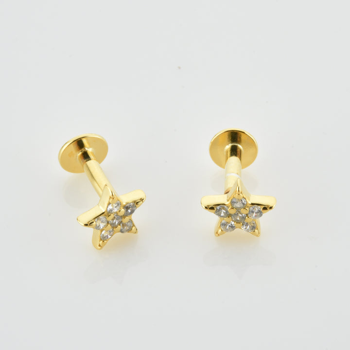 Sparkling Star 18K Gold Plated Labret Stud