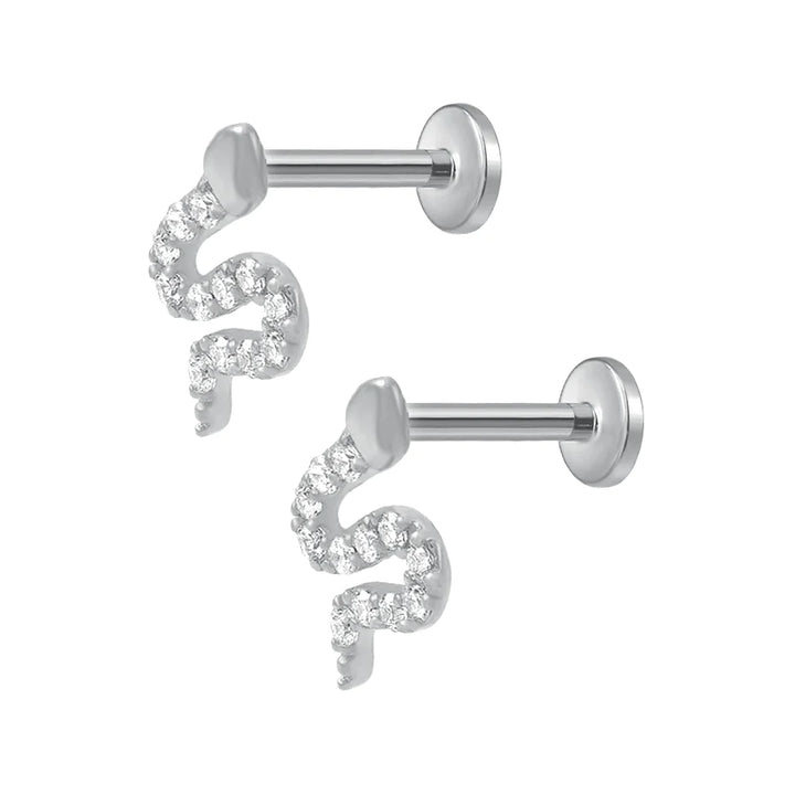 925 Sterling Silver Snake Labret Stud