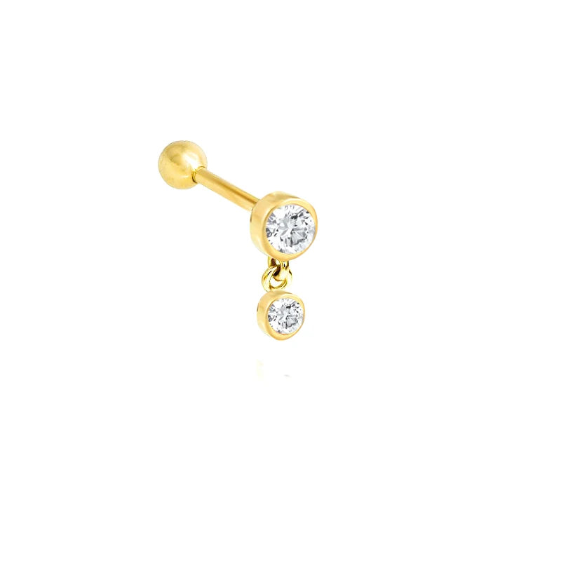 Ball Back Sterling Silver CZ Floating hanging Bar.