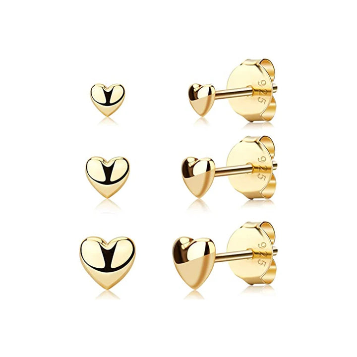 Triple Heart stacking Stud Set