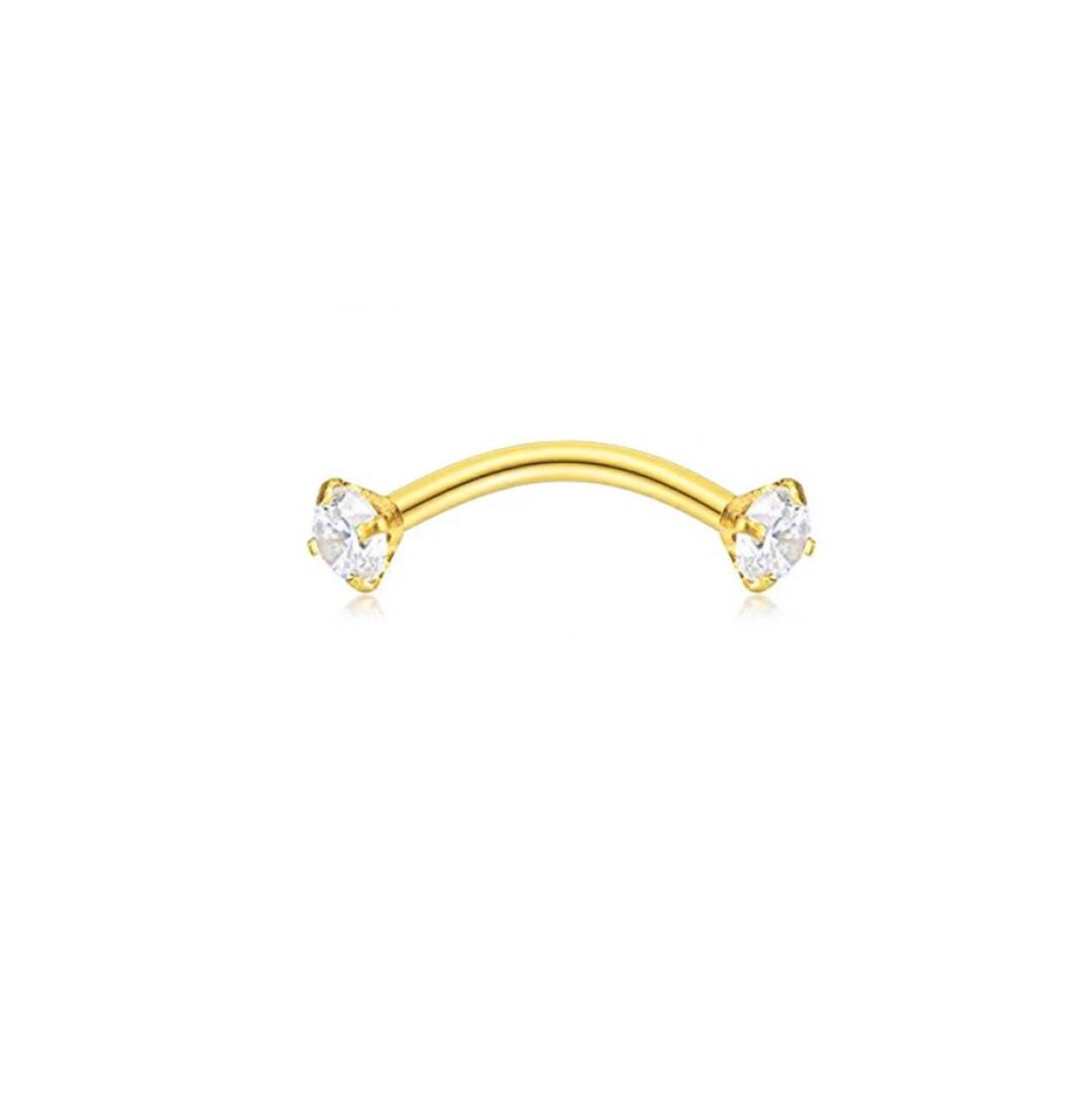 Comfy Curved Bar with Internally Threaded Cubic Zircon Ends