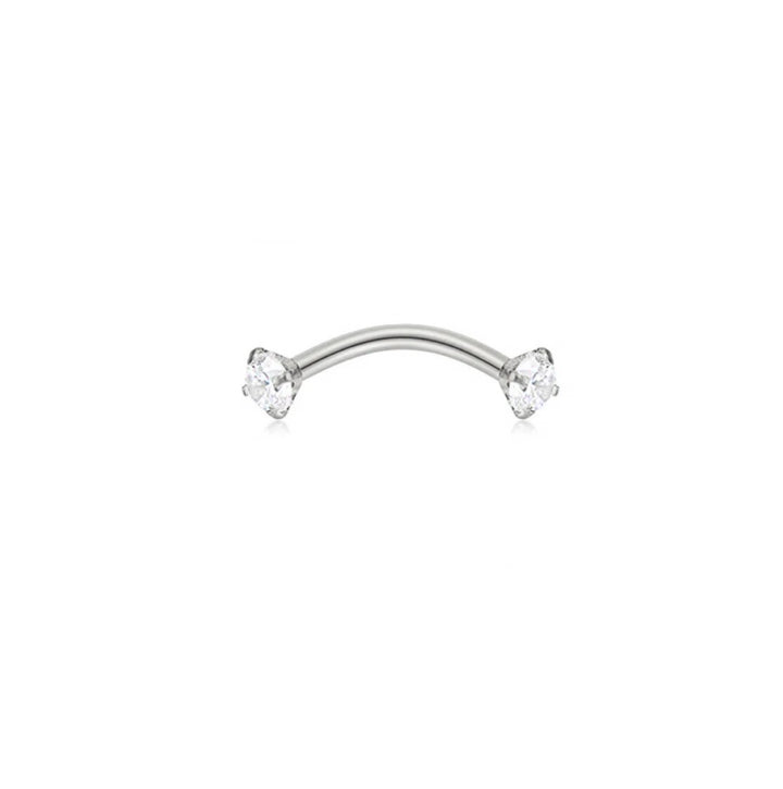 Comfy Curved Bar with Internally Threaded Cubic Zircon Ends