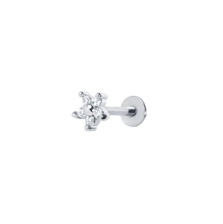 White Zircon  Earring  925 Sterling Silver Piercing Stud Earring