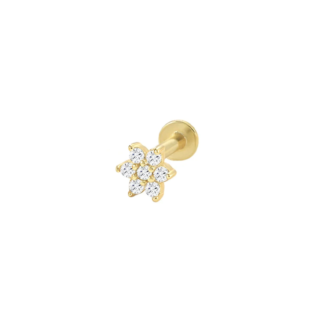 Gold Plated Flower Burst Labret Stud