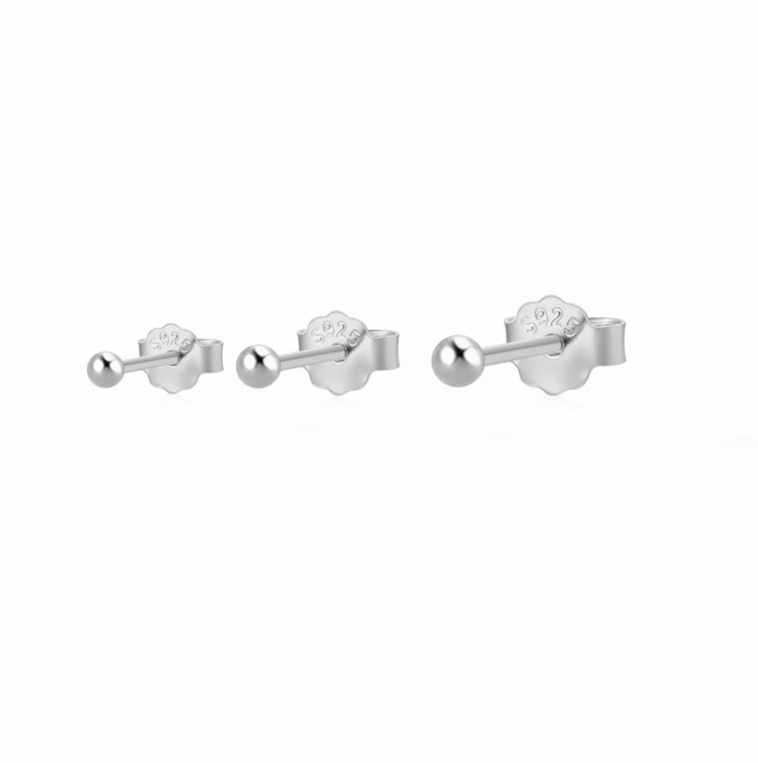 Sterling Silver  Stud Earrings 3/4/5 mm Step Up Set