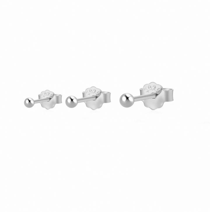 Sterling Silver  Stud Earrings 3/4/5 mm Step Up Set