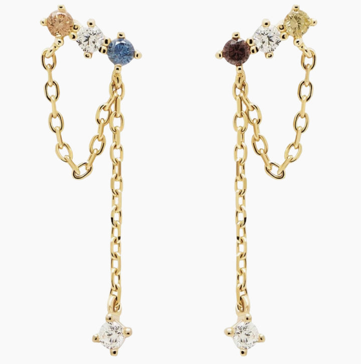 Comet 18 K Gold Plated Chain Link Earring