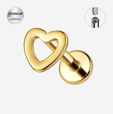 Titanium Petite Flat Back Open Heart Stud