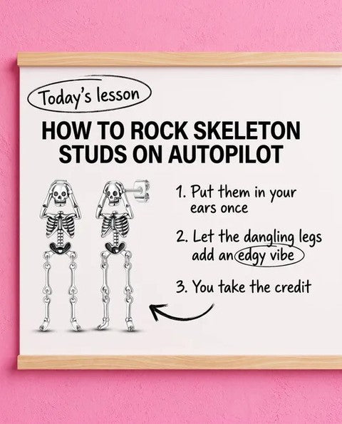 Sterling Silver Socked Dangling Skeleton Earrings