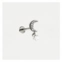 Crescent Moon and Star Crystal Set Labret Stud