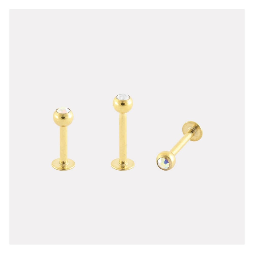 PVD Gold Titanium Labret with Gem Ball 1.2mm