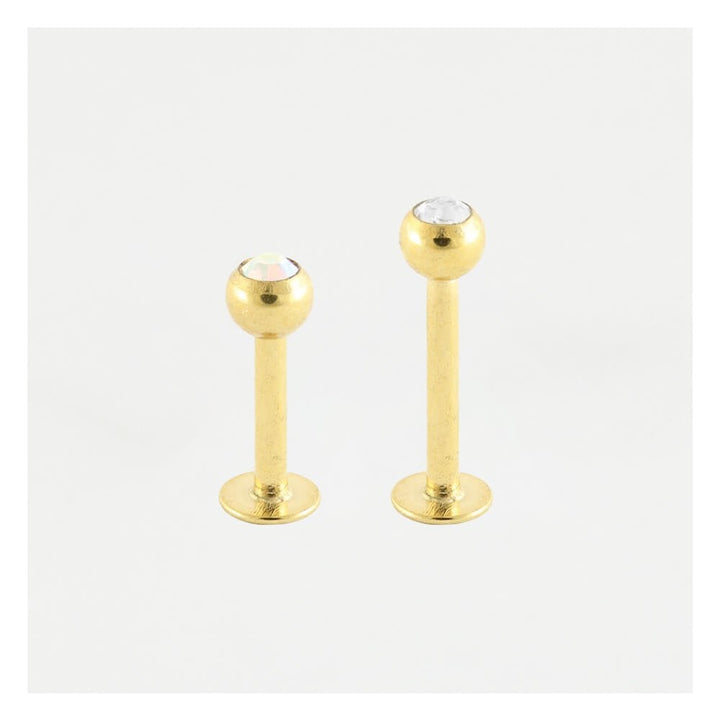 PVD Gold Titanium Labret with Gem Ball 1.2mm